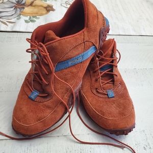 Ralph Lauren Polo Shoes Tennis shoes Orange Leather Size 5 woman's